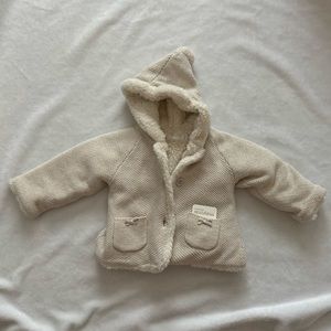 mayoral cream and gold faux fur lined baby coat 18 mo